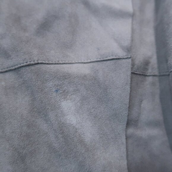 Mango Leather Jacket Womens Drape Front Suede Blazer Open Jacket Long Sleeve L - Picture 8 of 16